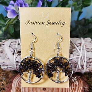 Smoky Quartz Tree of Life Earrings #10